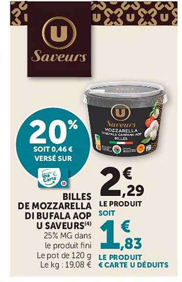 U Saveurs Billes de mozzarella di bufala AOP U Saveurs