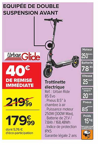 Urban Glide Trottinette électrique