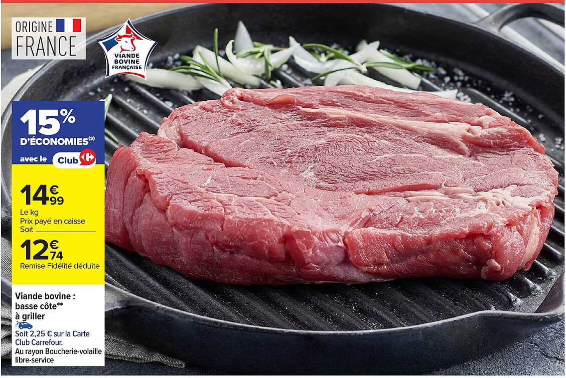 Viande bovine : basse côte à griller