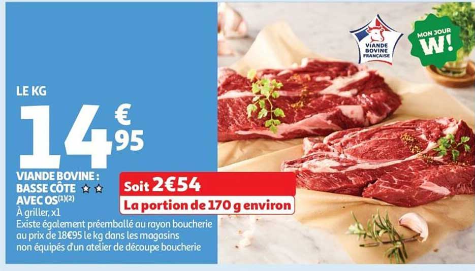 VIANDE BOVINE BASSE CÔTE AVEC OS