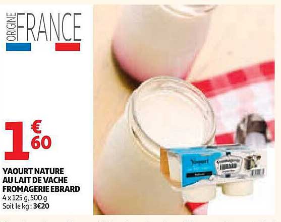 YAOURT NATURE AU LAIT DE VACHE FROMAGERIE EBRARD