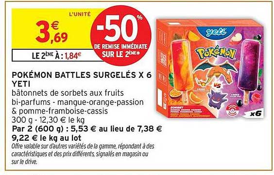 Yeti Pokémon Battles Surgelés x 6