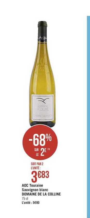 aoc touraine sauvignon blanc domaine de la colline -68% sur le 2e