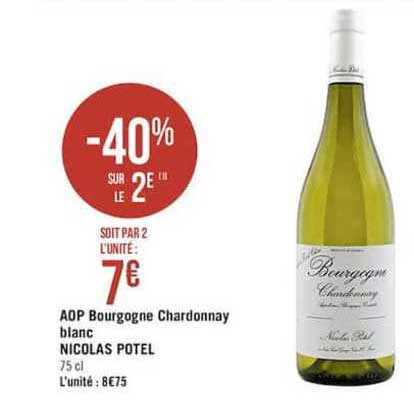 aop bourgogne chardonnay blanc nicolas potel -40% sur le 2e