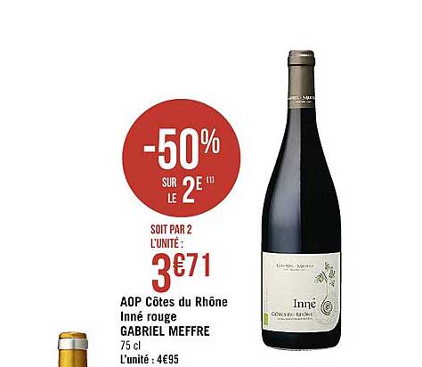 aop côtes du rhône inné rouge gabriel meffre -50% sur le 2e