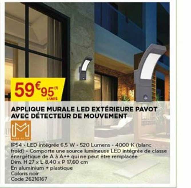 Applique Murale Led Extérieure Pavot Avec Détecteur De Mouvement