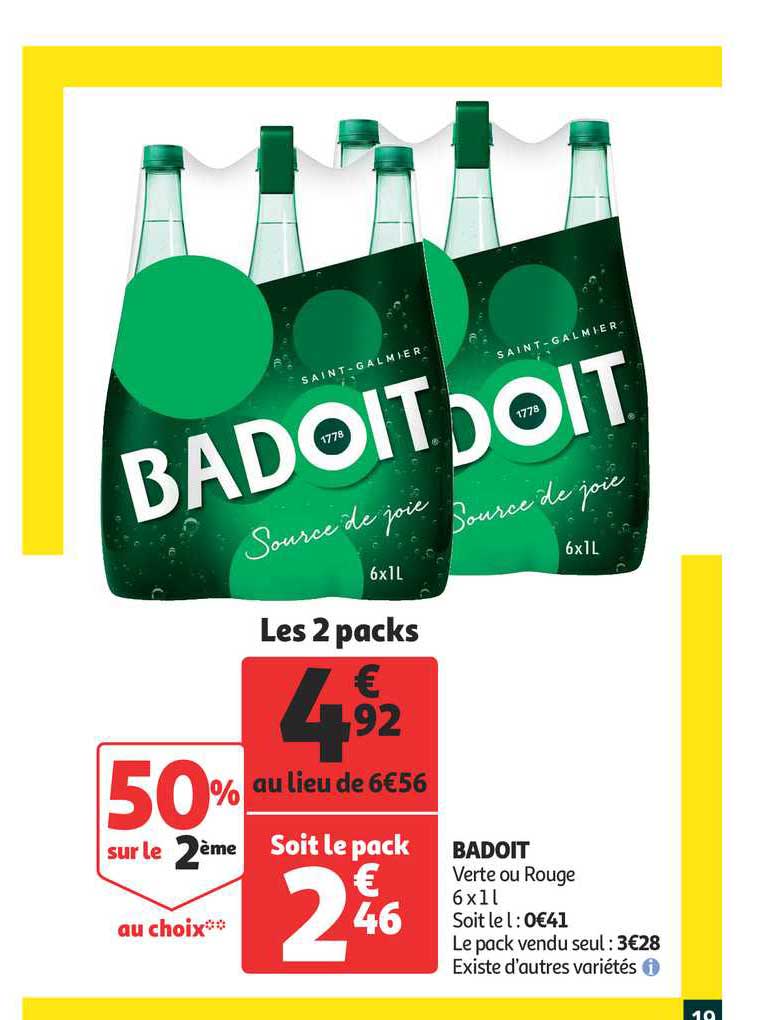 Badoit 50% Sur Le 2ème Au Choix