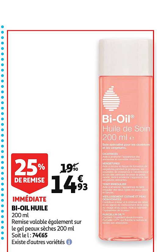 bi oil huile 25% de remise immédiate