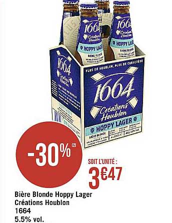 bière blonde hoppy lager créations houblon 1664 5.5% vol.
