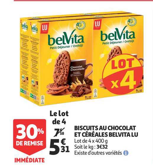 Biscuits Au Chocolat Et Céréales Belvita Lu 30% De Remise Immédiate