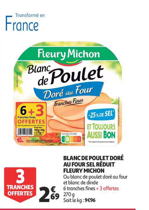 blanc de poulet doré au four sel réduit fleury michon