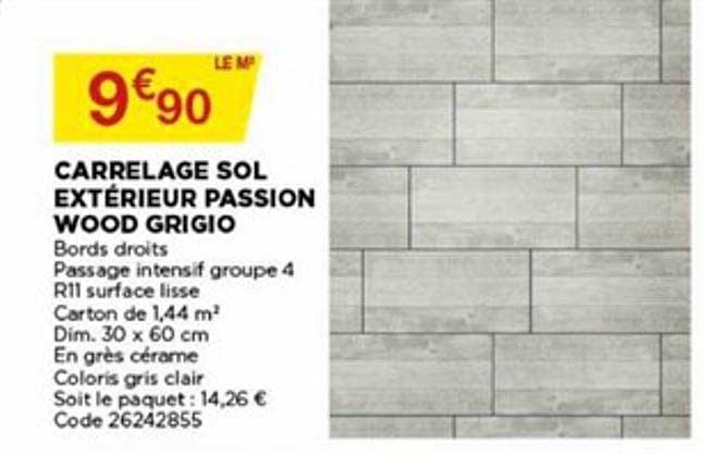 carrelage sol extérieur passion wood grigio