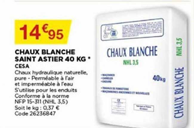 chaux blanche saint astier 40 kg cesa