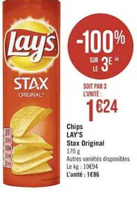 Chips Lay's Stax Original -100% Sur Le 3e