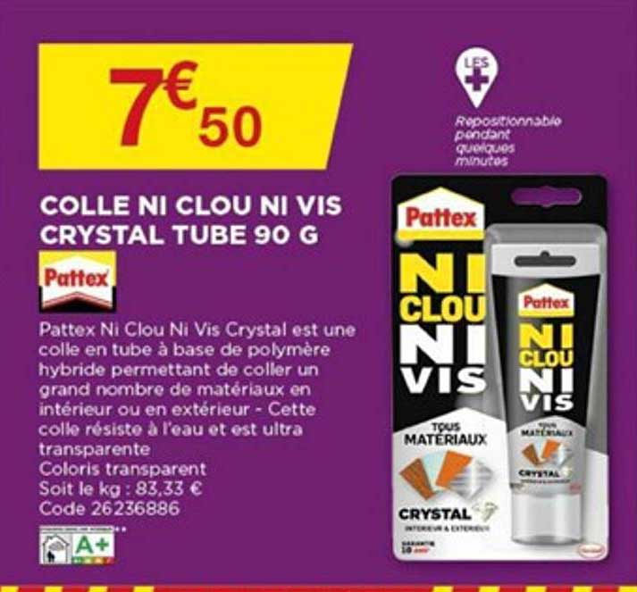 colle ni clou ni vis crystal tube 90 g pattex