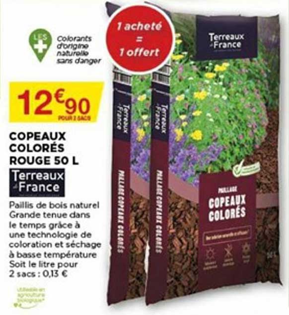 Copeaux Colorés Rouges 50 L Terreaux France