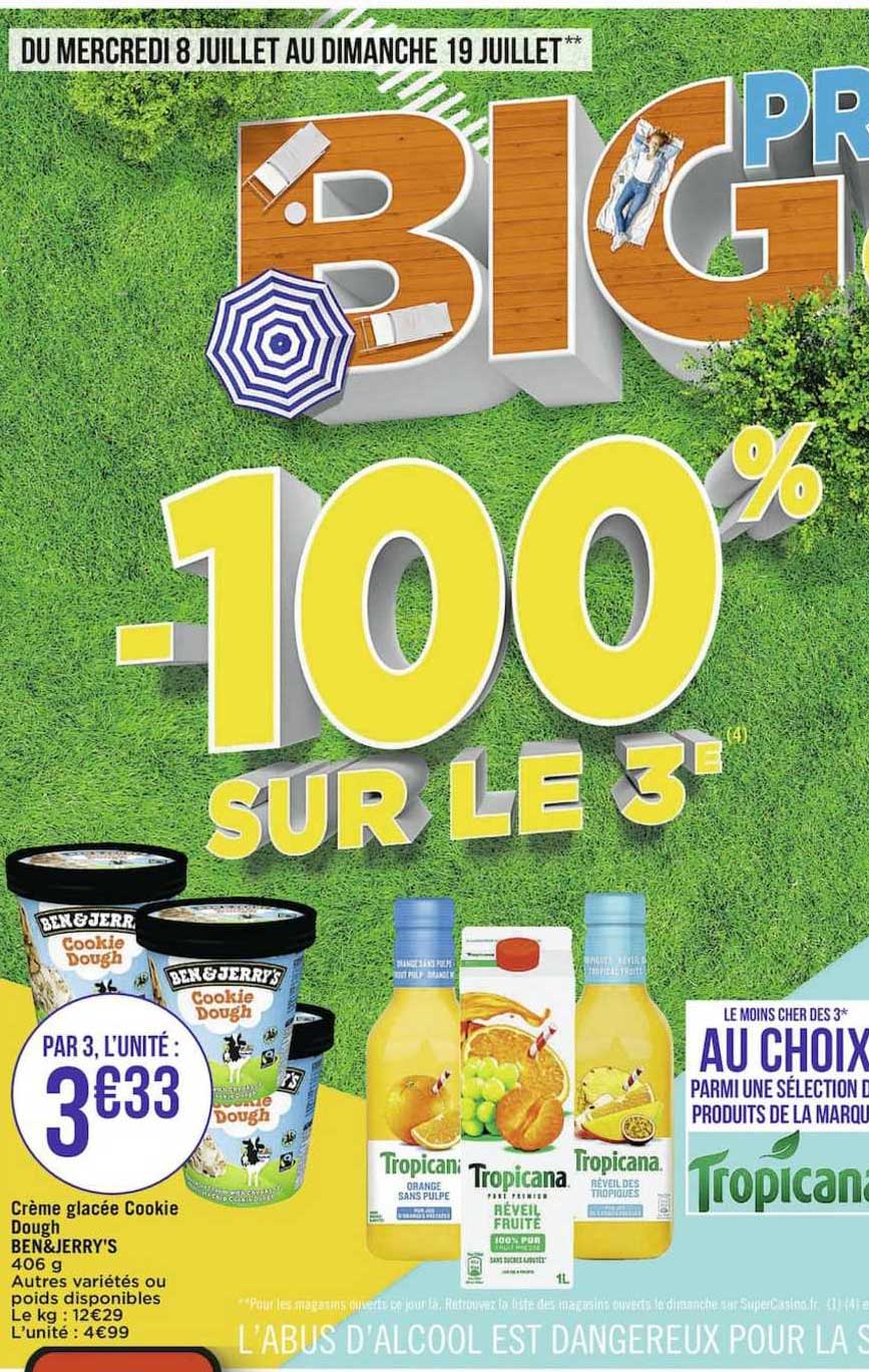 crème glacée cookie dough ben&jerry's -100% sur le 3e