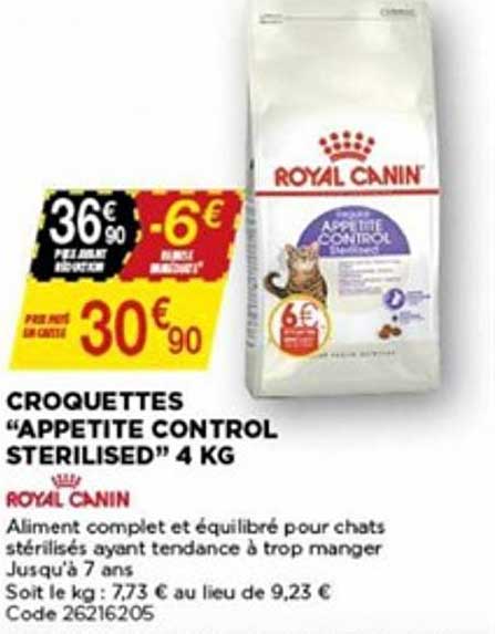 croquettes appetite control sterilised 4 kg royal canin