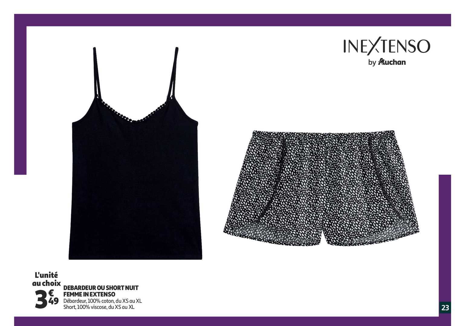 débardeur ou short nuit femme in extenso