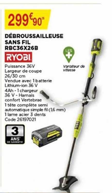 débroussailleuse sans fil rbc36x26b