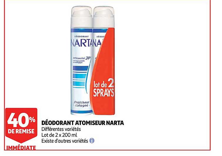 Déodorant Atomiseur Narta 40% De Remise Immédiate