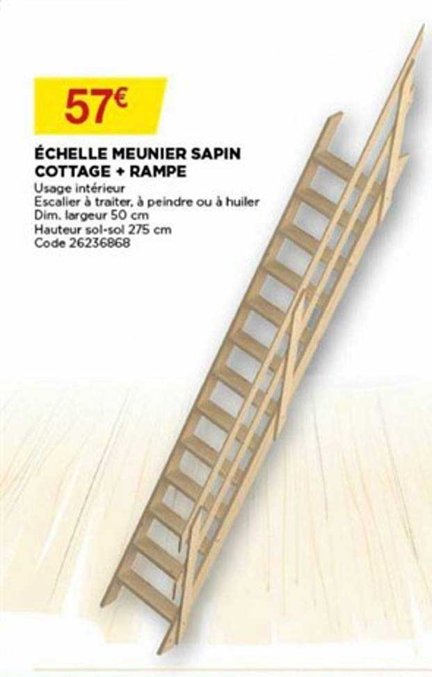 échelle meunier sapin cottage + rampe