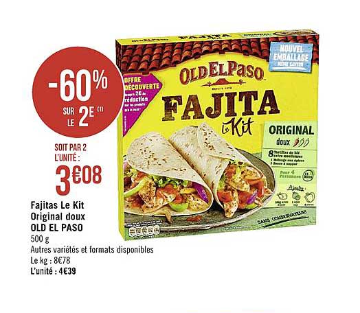 Fajitas Le Kit Original Doux Old El Paso -60% Sur Le 2e