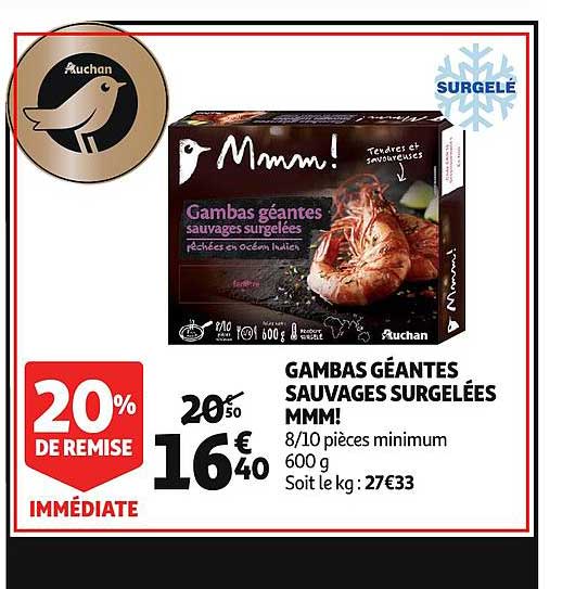 Gambas Géantes Sauvages Surgelées Mmm! 20% De Remise Immédiate