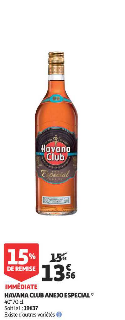 havana club anejo especial 15% de remise immédiate