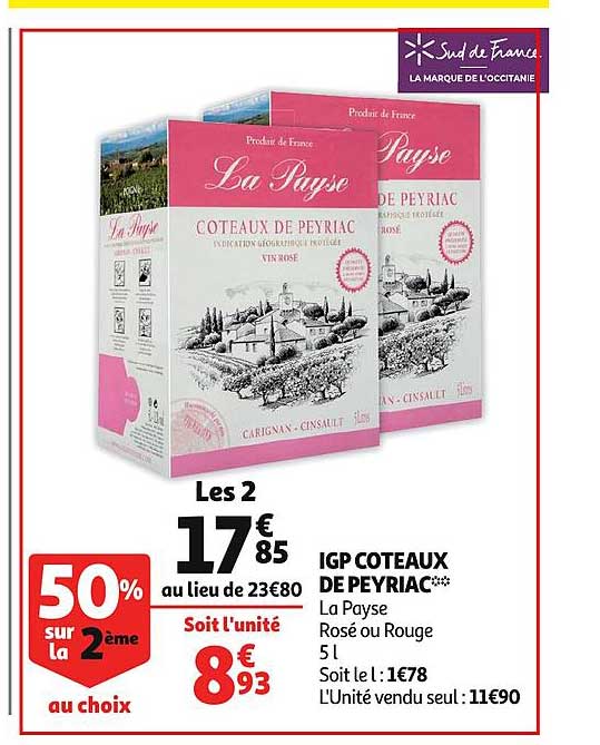 Igp Coteaux De Peyriac 50% Sur Le 2ème Au Choix