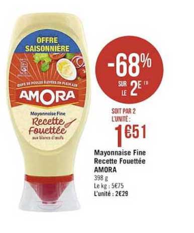 Mayonnaise Fine Recette Fouettée Amora -68% Sur Le 2e