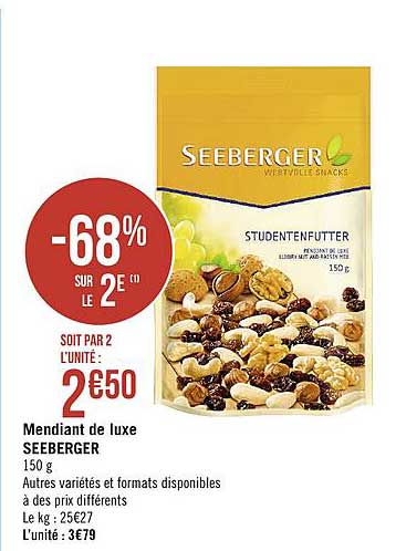 mendiant de lux seeberger -68% sur le 2e