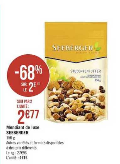 mendiant de luxe seeberger -68% sur le 2e