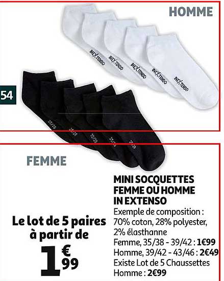 mini socquettes femme ou homme in extenso