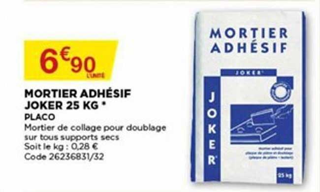 mortier adhésif joker 25 kg placo