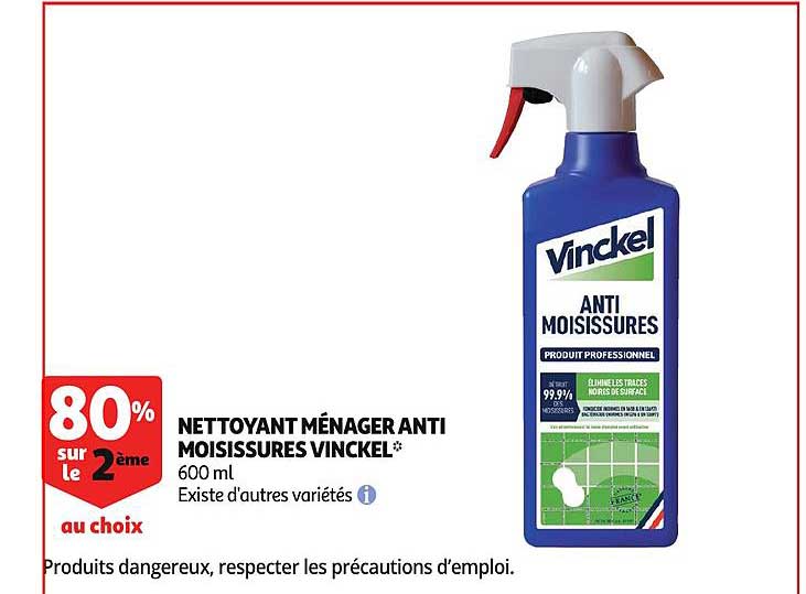 Nettoyant Ménager Anti Moisissures Vinckel 80% Sur Le 2ème Au Choix