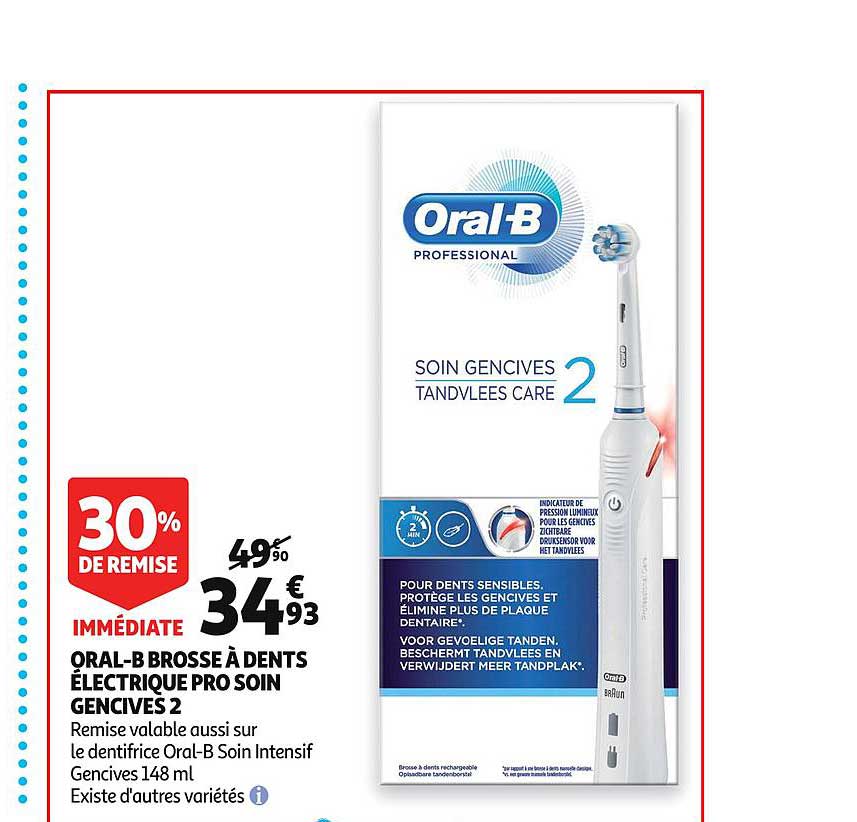 oral b brosse à dents électrique pro soin gencives 2 30% de remise immédiate