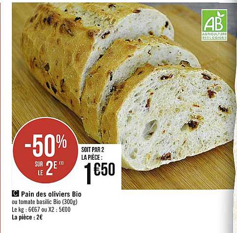 pain des oliviers bio -50% sur le 2e