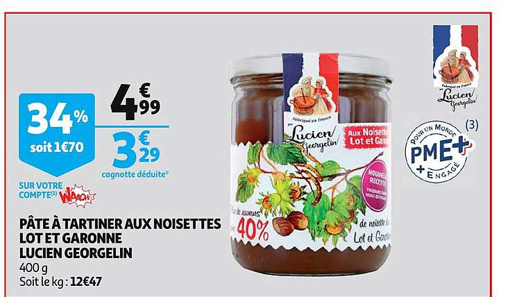 pâte à tartiner aux noisettes lot et garonne lucien georgelin