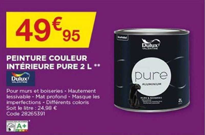 Peinture Couleur Intérieure Pure 2 L Dulux