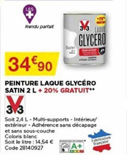 peinture laque glycéro satin 2 l 3v3