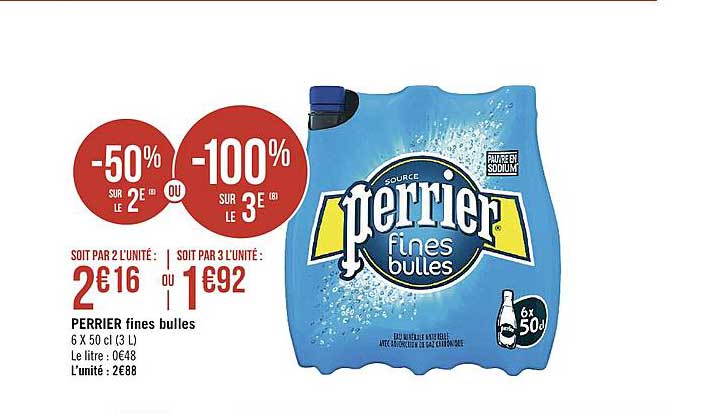 Perrier Fines Bulles -50% Sur Le 2e Ou -100% Sur Le 3e