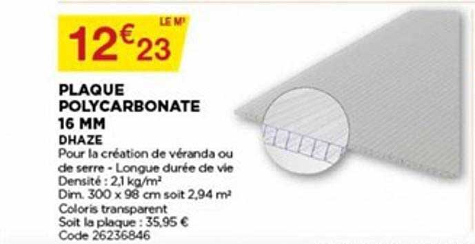 plaque polycarbonate 16 mm dhaze