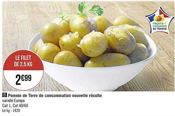 pomme de terre de consommation nouvelle récolte