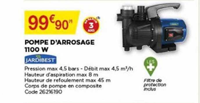 pompe d'arrosage 1100 w jardibest