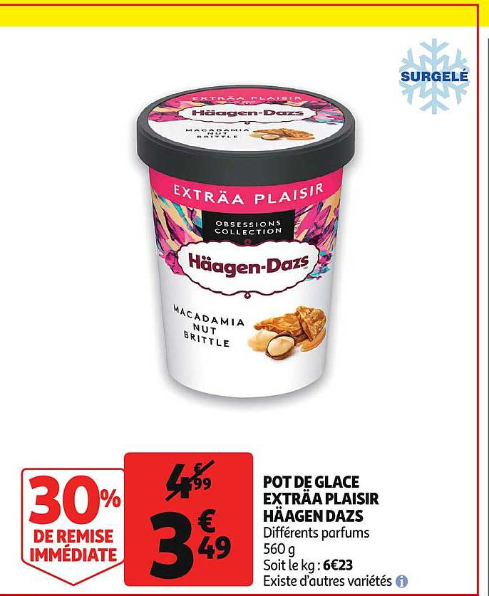 pot de glace exträa plaisir häagen dazs 30% de remise immédiate