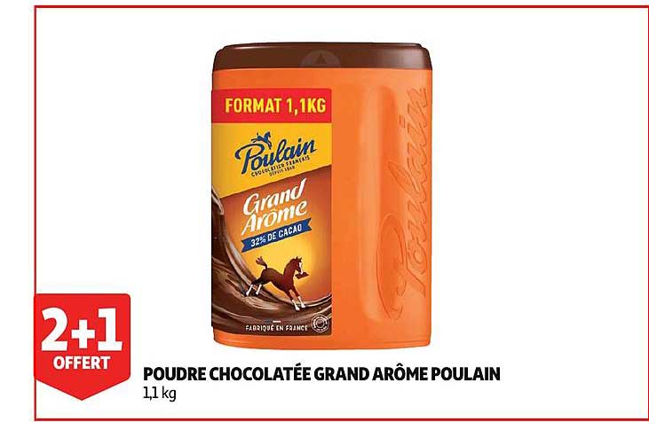 poudre chocolatée grand arôme poulain 2+1 offert