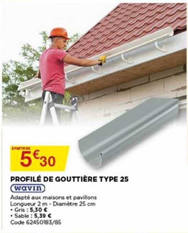 profilé de gouttière type 25 wavin