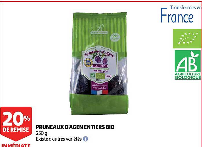 pruneaux d'agen entiers bio 20% de remise immédiate