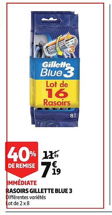 Rasoirs Gillette Blue3 40% De Remise Immédiate